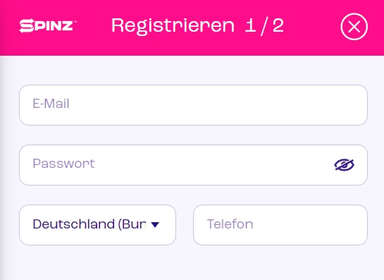 mit Spinz Bonus Code anmelden