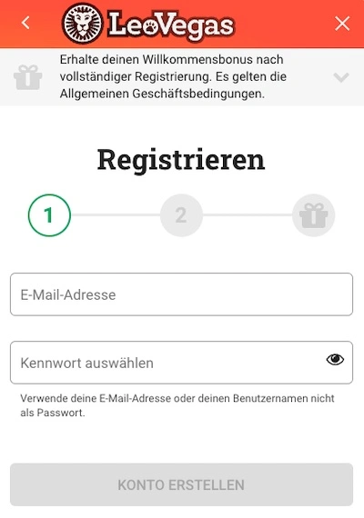 LeoVegas Registrierung