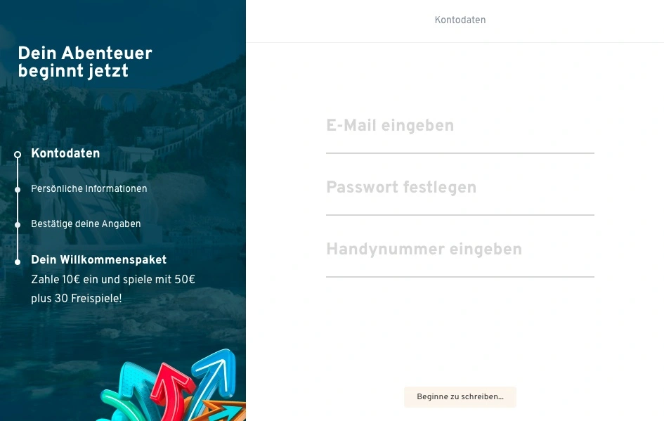 Wunderino.de Registrierung