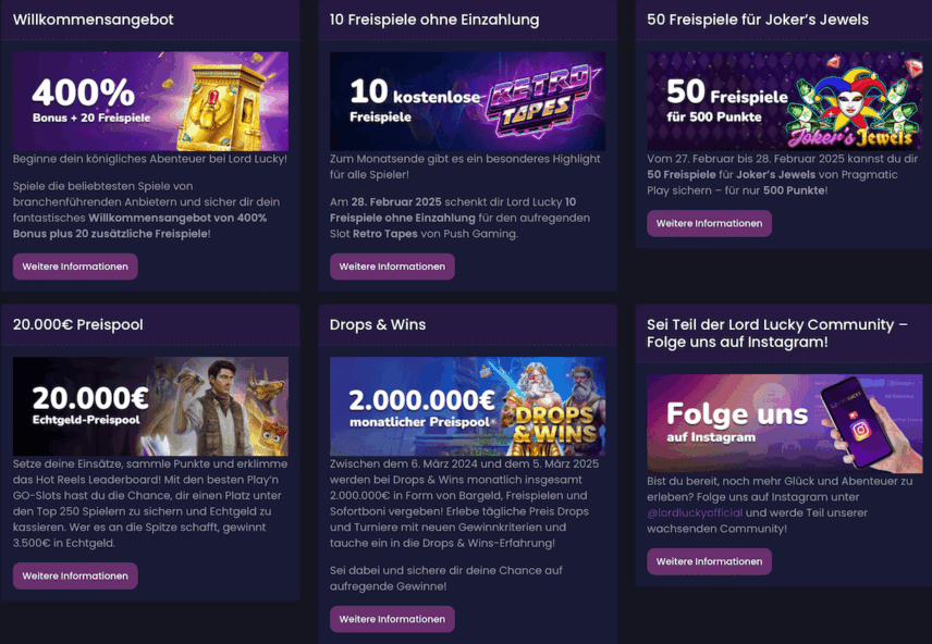 Lord Lucky Freispiele ohne Einzahlung